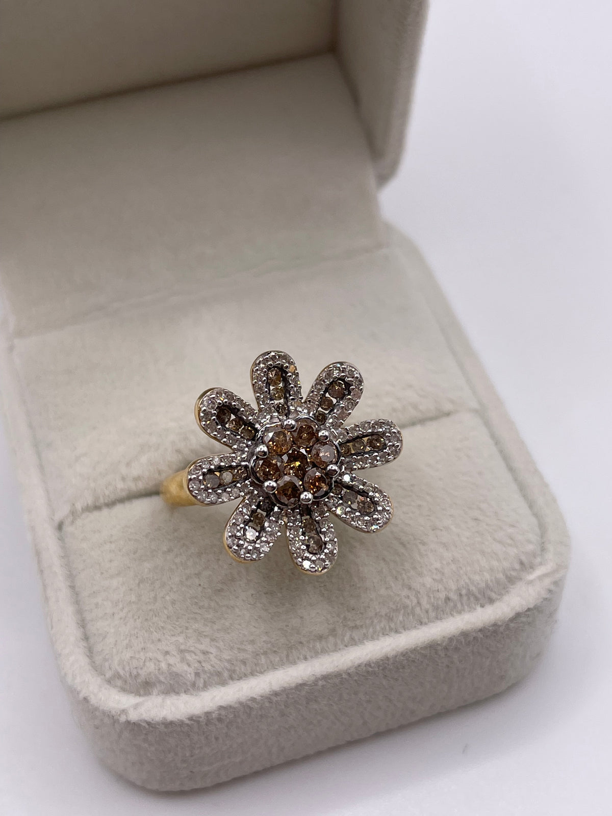9ct gold diamond cluster ring