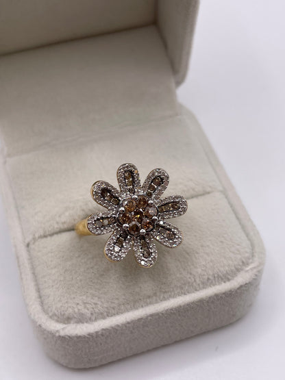 9ct gold diamond cluster ring