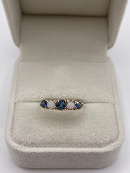 9ct gold opal and sapphire ring