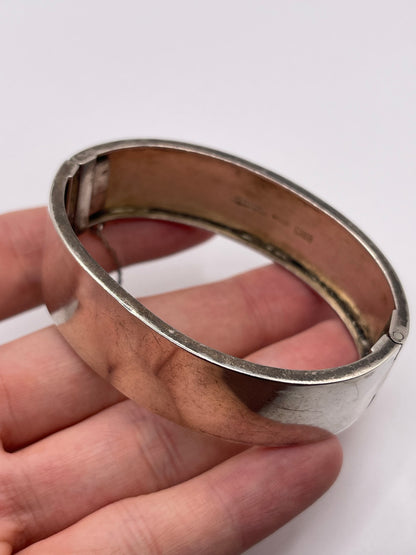 Engraved silver bangle