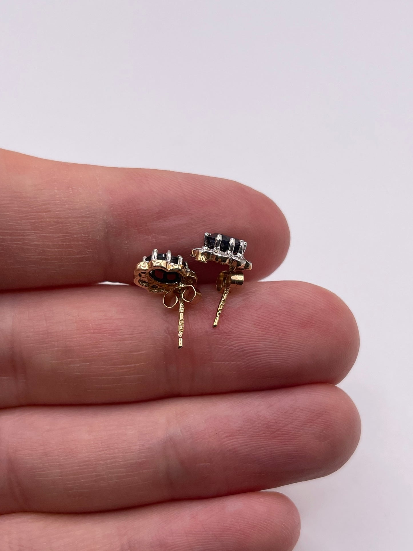 9ct gold sapphire and diamond earrings