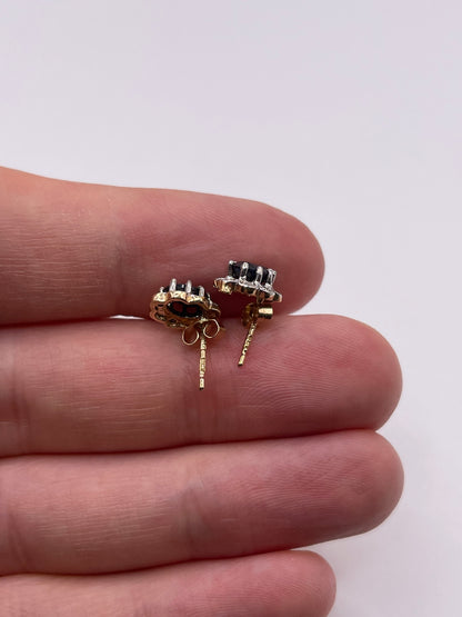 9ct gold sapphire and diamond earrings