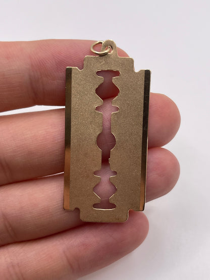 9ct gold razor blade pendant