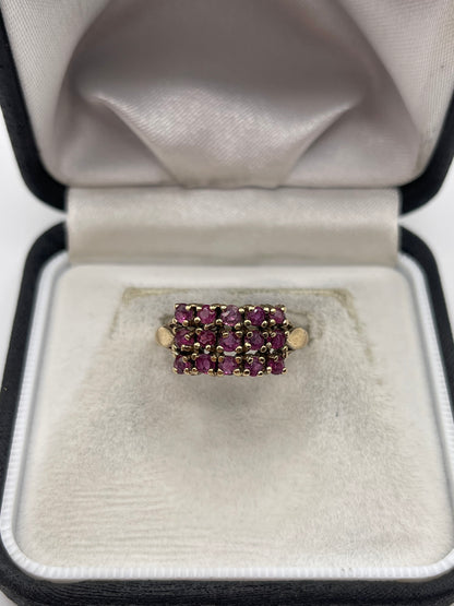 9ct gold ruby cluster ring