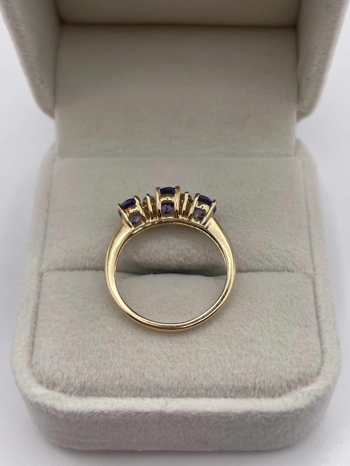 9ct gold tanzanite and zircon ring