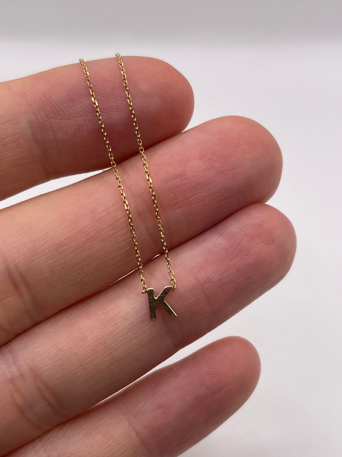 9ct gold initial K necklace