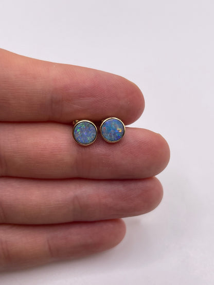 9ct gold opal doublet earrings