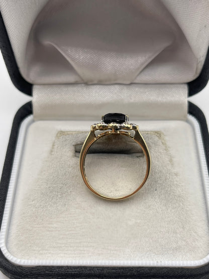 9ct gold sapphire and diamond ring