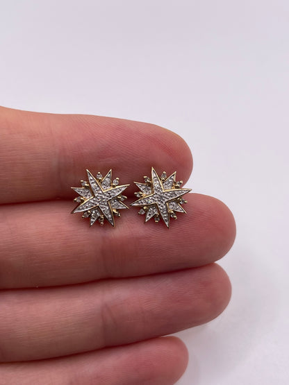 9ct gold diamond cluster earrings