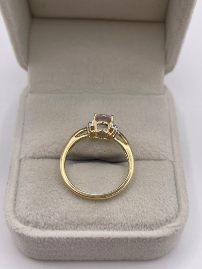 9ct gold kunzite and diamond ring