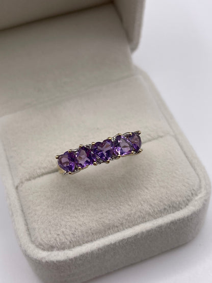 9ct gold amethyst and diamond ring