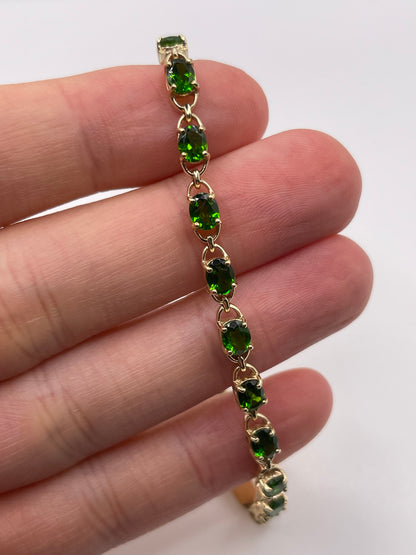 9ct gold diopside bracelet