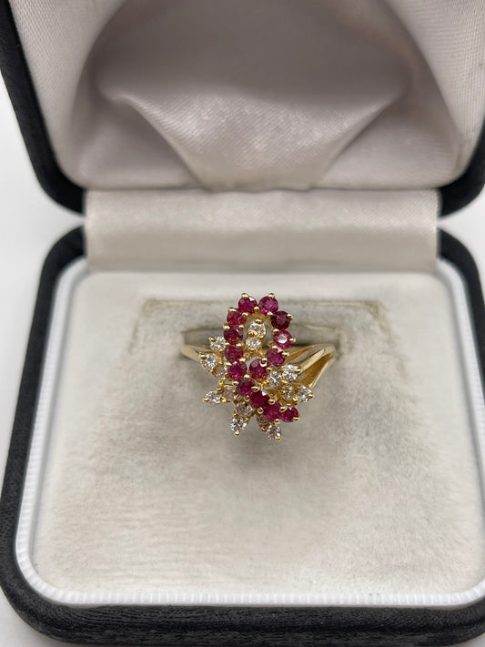 14ct gold ruby and diamond ring
