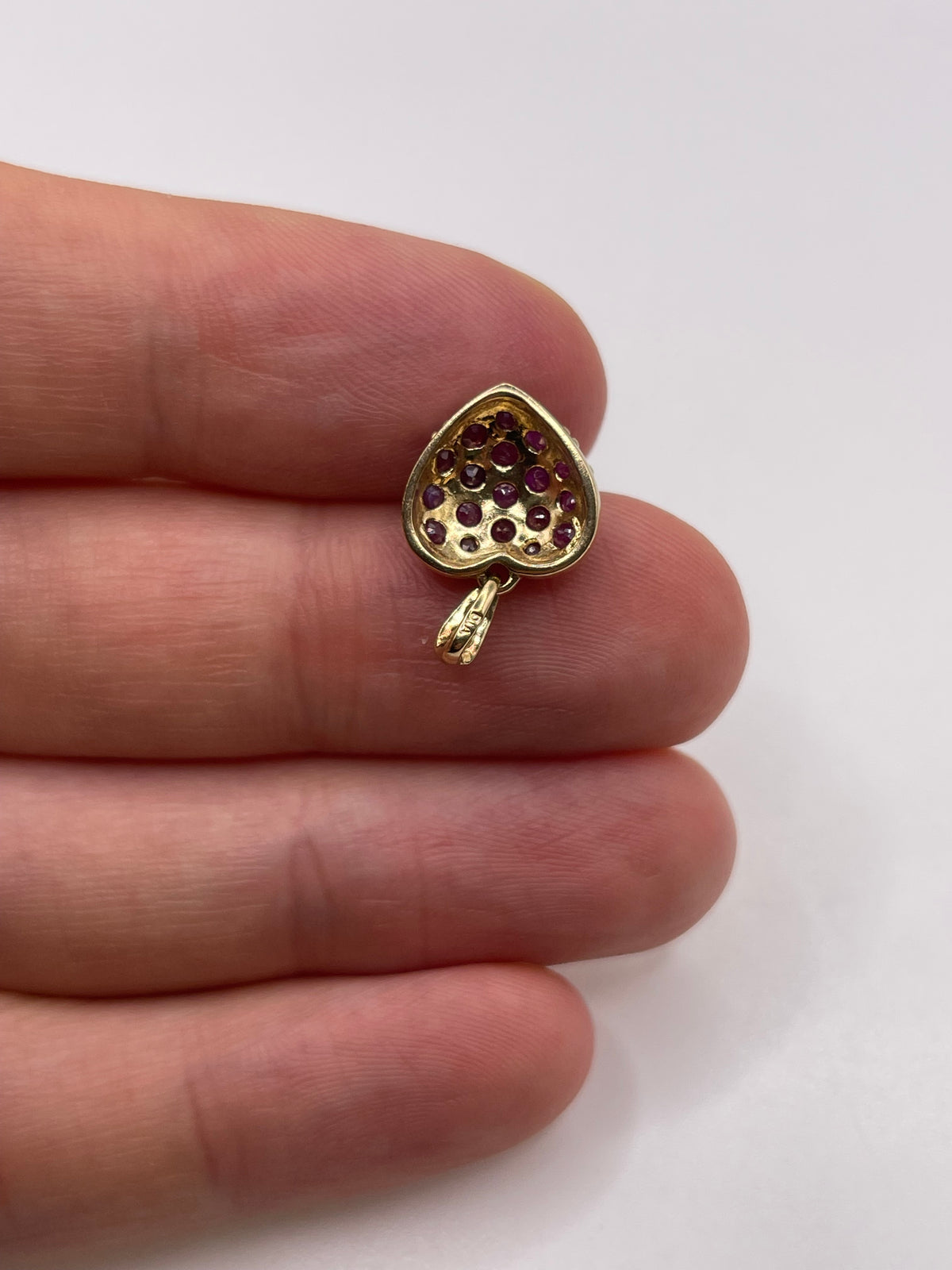 9ct gold ruby and diamond pendant
