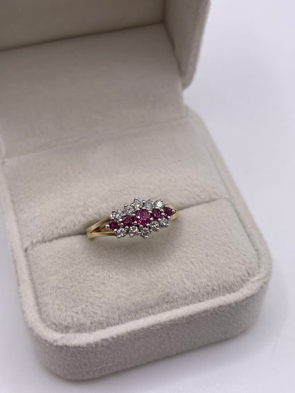 9ct gold ruby and diamond ring