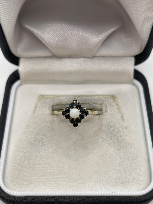 9ct gold opal and sapphire ring
