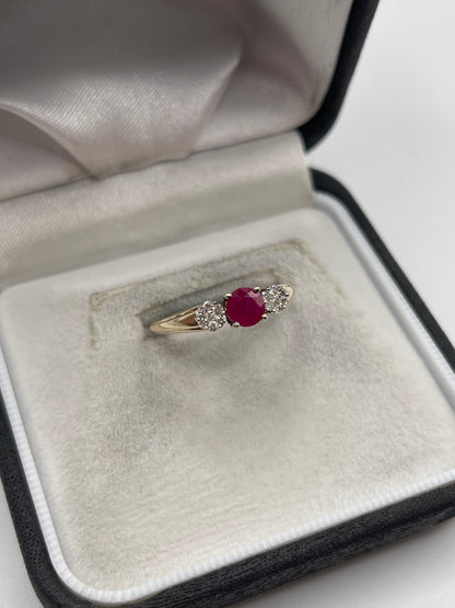9ct gold ruby and diamond ring