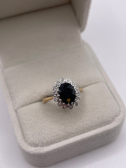 9ct gold sapphire and diamond ring