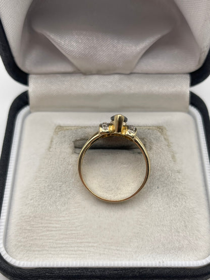9ct gold labradorite and zircon ring