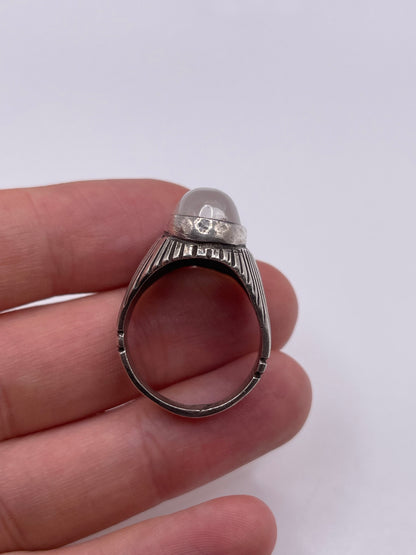 Silver agate ring