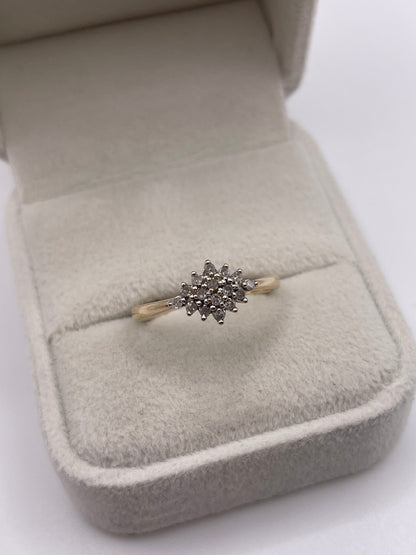 9ct gold diamond cluster ring