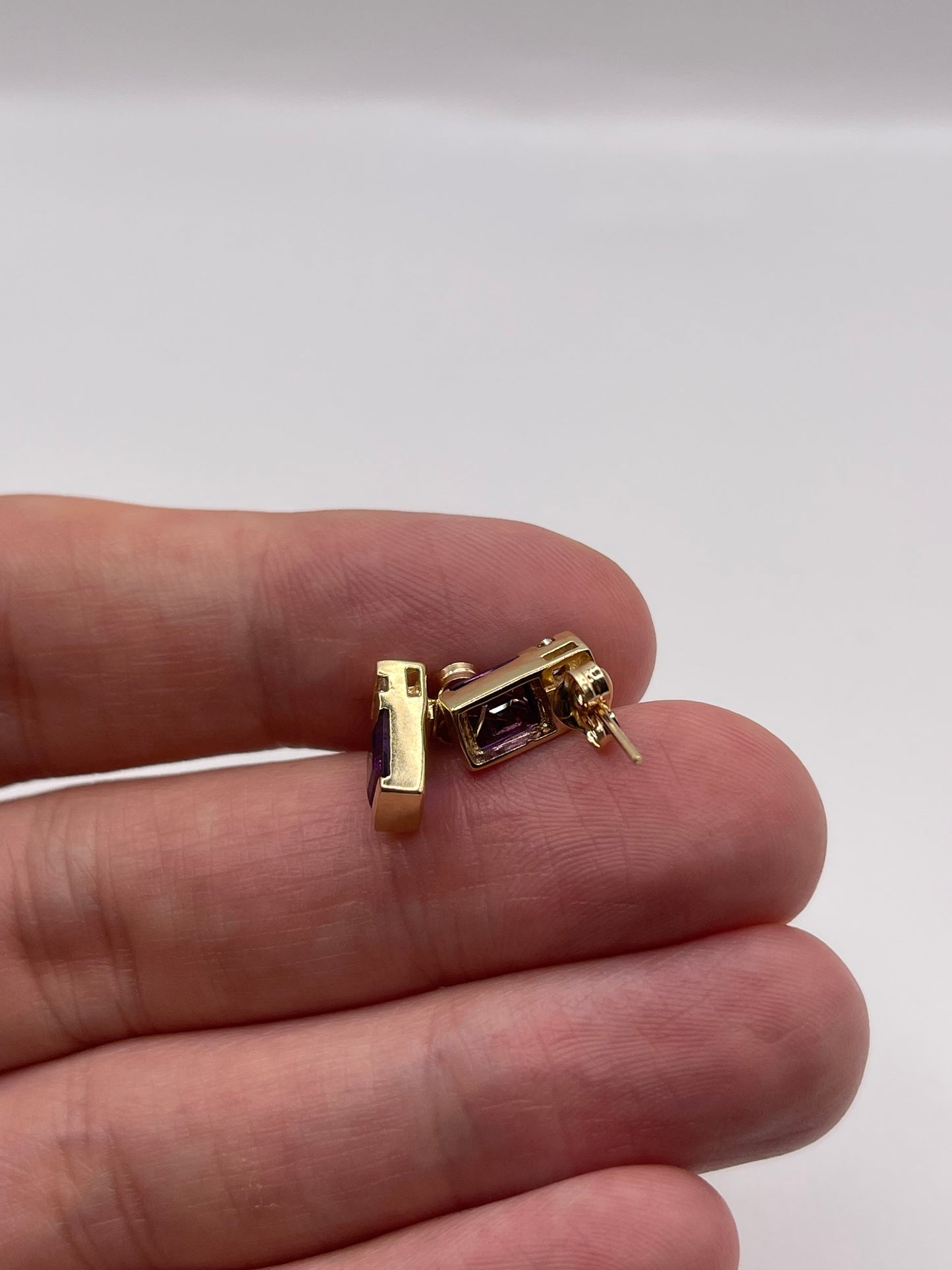 9ct gold amethyst and diamond earrings