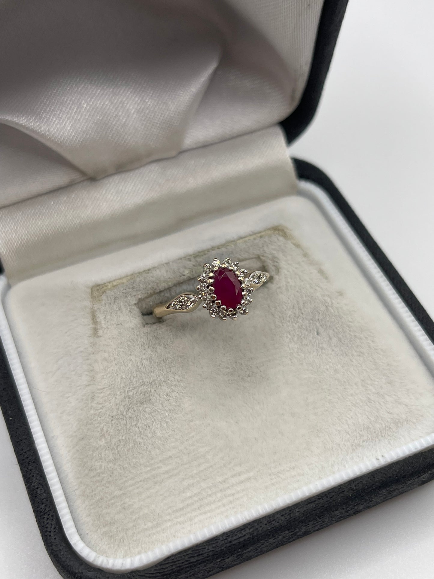 9ct gold ruby and diamond ring