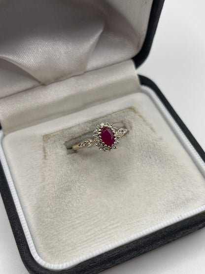 9ct gold ruby and diamond ring