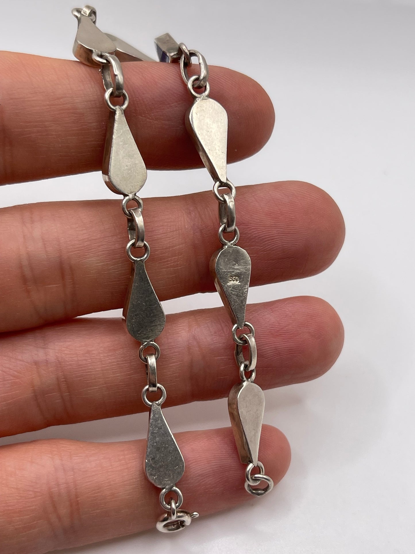 Silver lapis lazuli bracelet