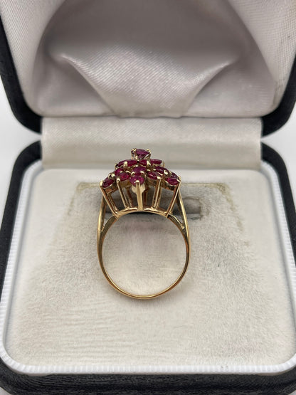 9ct gold ruby cluster ring