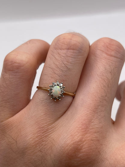 9ct gold opal and diamond ring