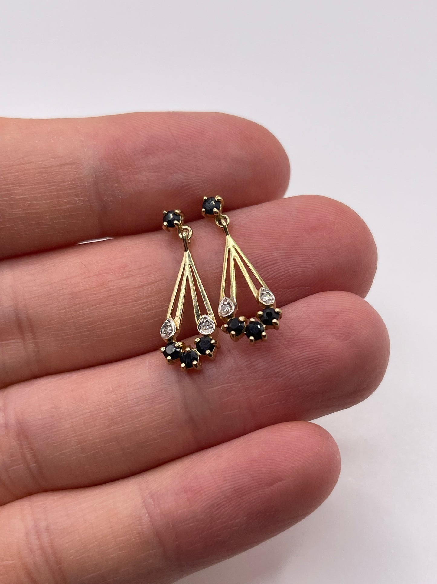 9ct gold sapphire and diamond earrings
