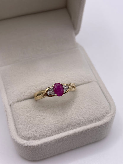 9ct gold ruby and diamond ring