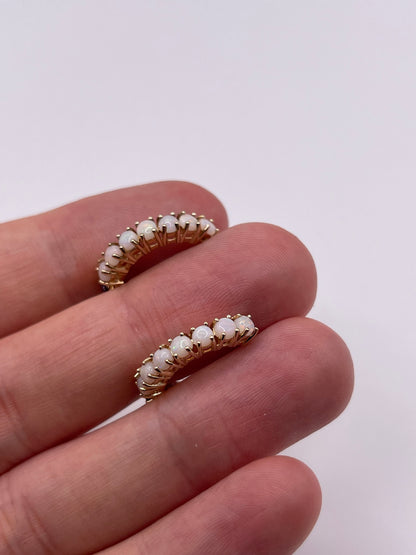 9ct gold opal and amethyst earrings