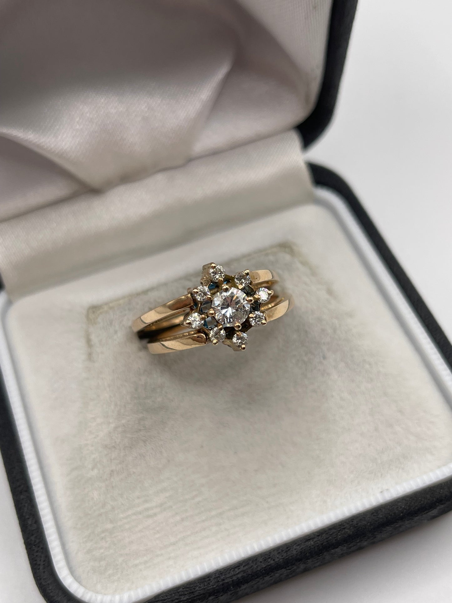 14ct gold topaz and diamond flip ring