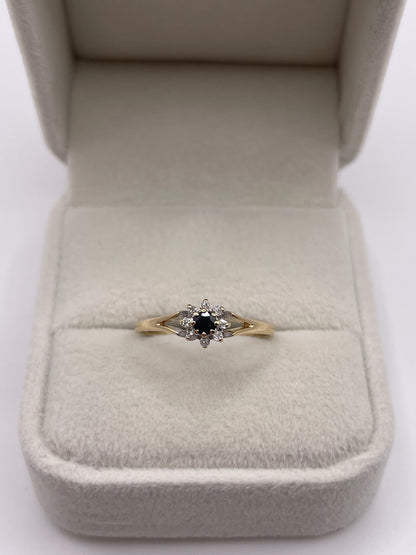 9ct gold sapphire and diamond ring