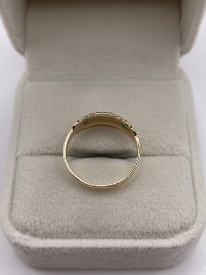 9ct gold emerald and pearl ring