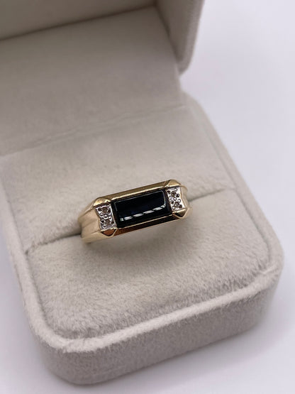 9ct gold onyx and diamond ring
