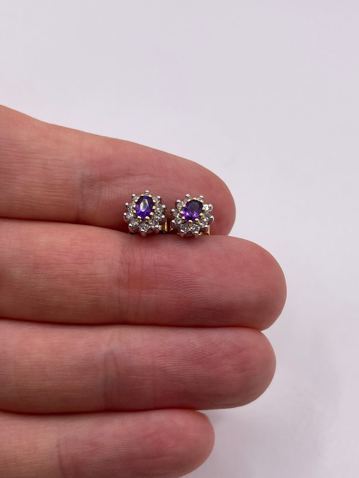 18ct gold amethyst and diamond earrings