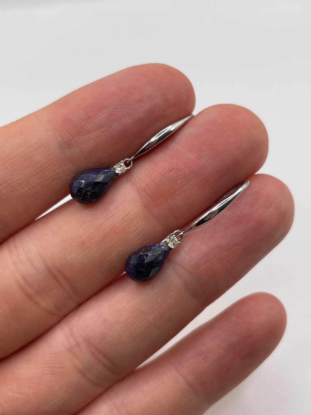 9ct white gold sapphire and diamond earrings