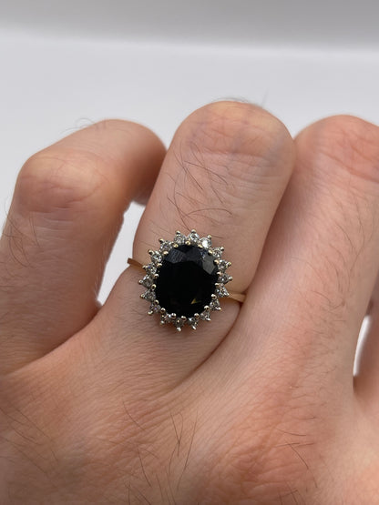 9ct gold sapphire and diamond ring