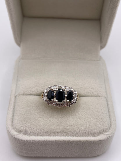 9ct gold sapphire and diamond ring
