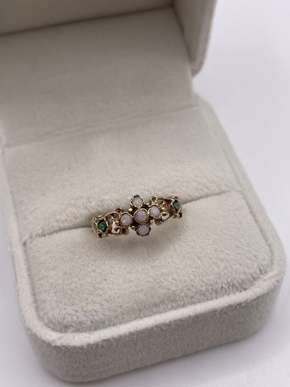 9ct gold opal and tourmaline ring