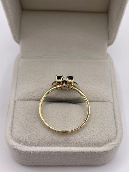 9ct gold sapphire and diamond butterfly ring