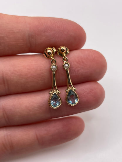 9ct gold topaz and pearl earrings