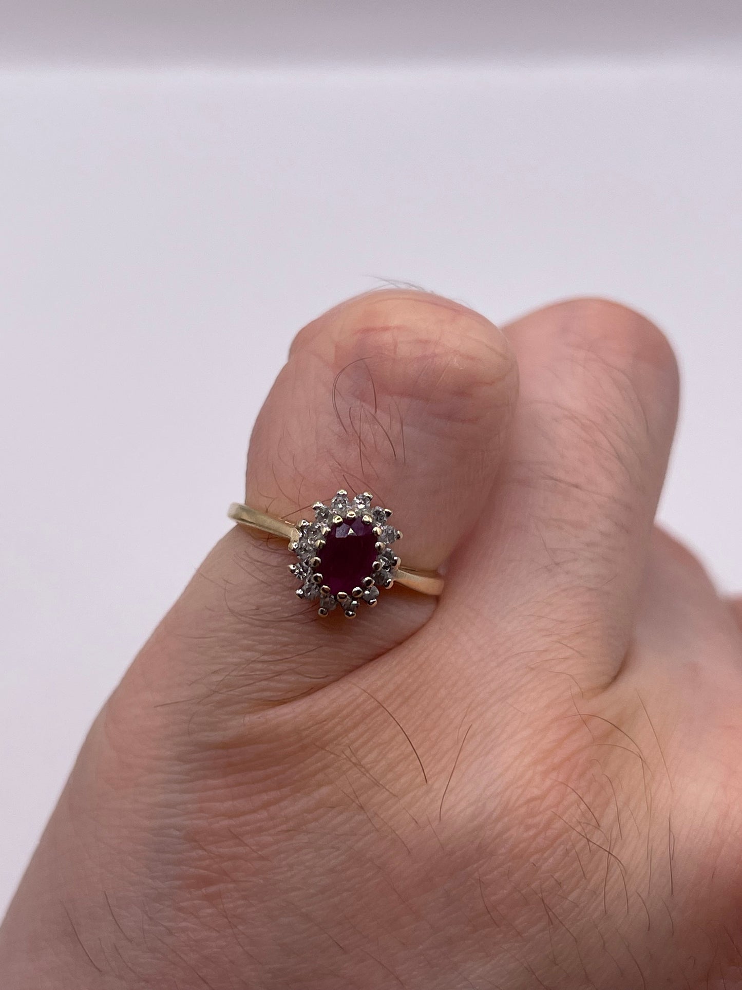 9ct gold ruby and diamond ring
