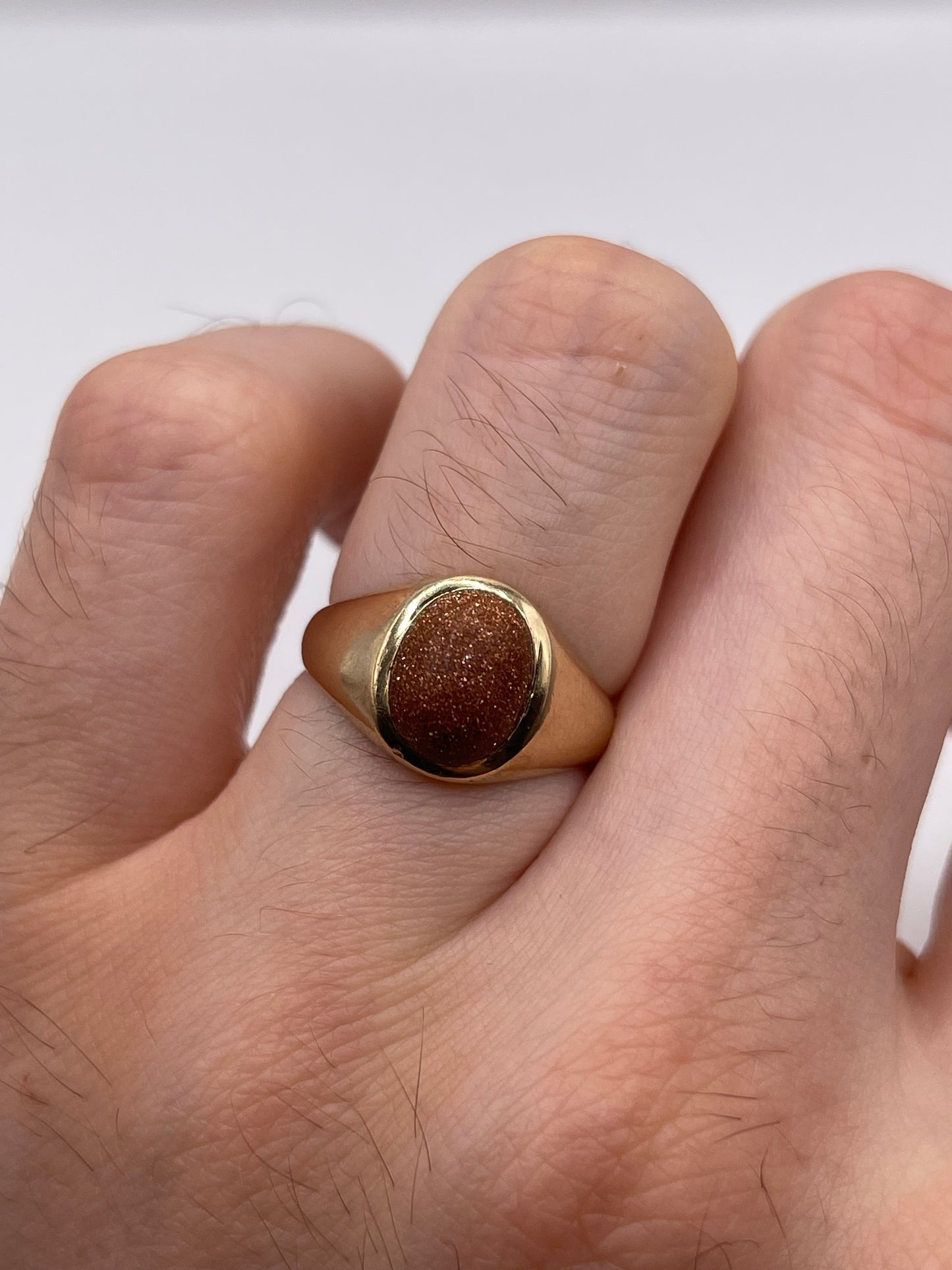 9ct gold sandstone signet ring