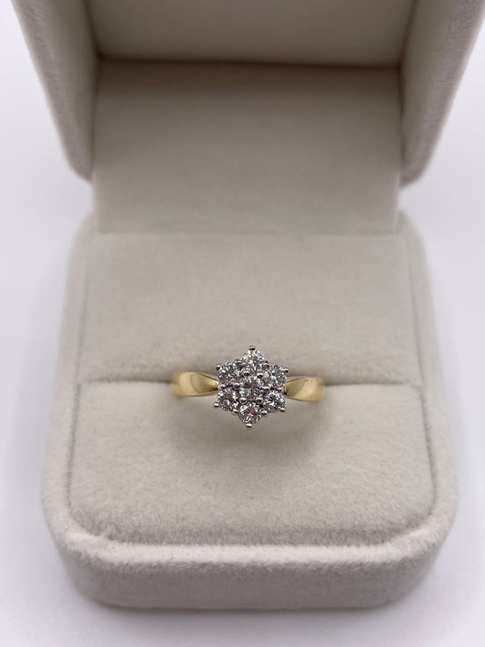 18ct gold diamond cluster ring