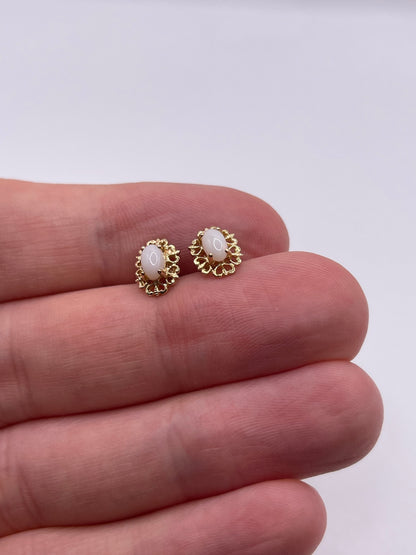 9ct gold opal earrings