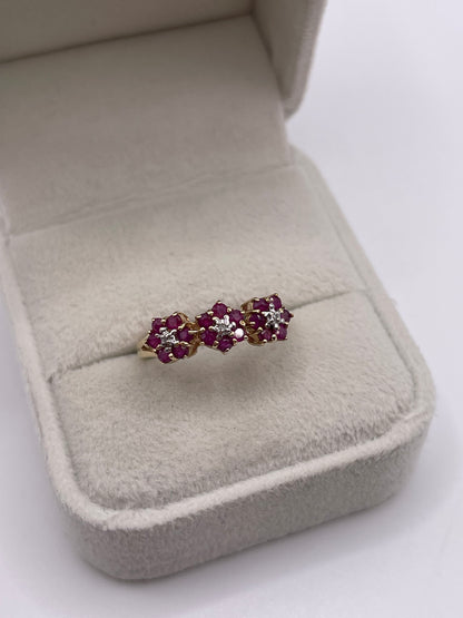 9ct gold ruby and diamond ring